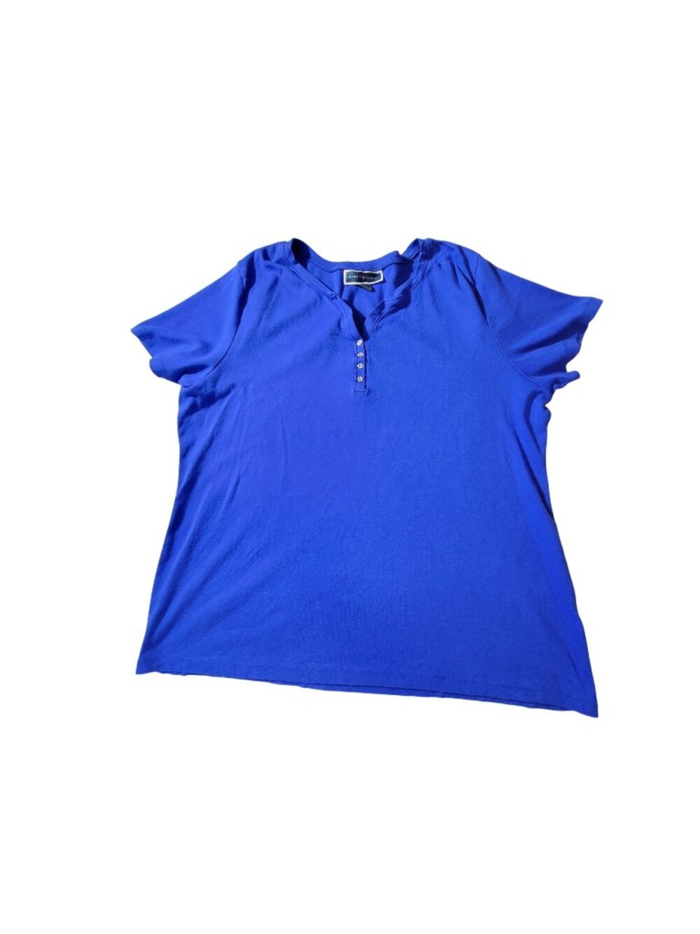 Karen Scott Womens Royal Blue Short-Sleeve  Size  2X  Buttoned Henley neckline